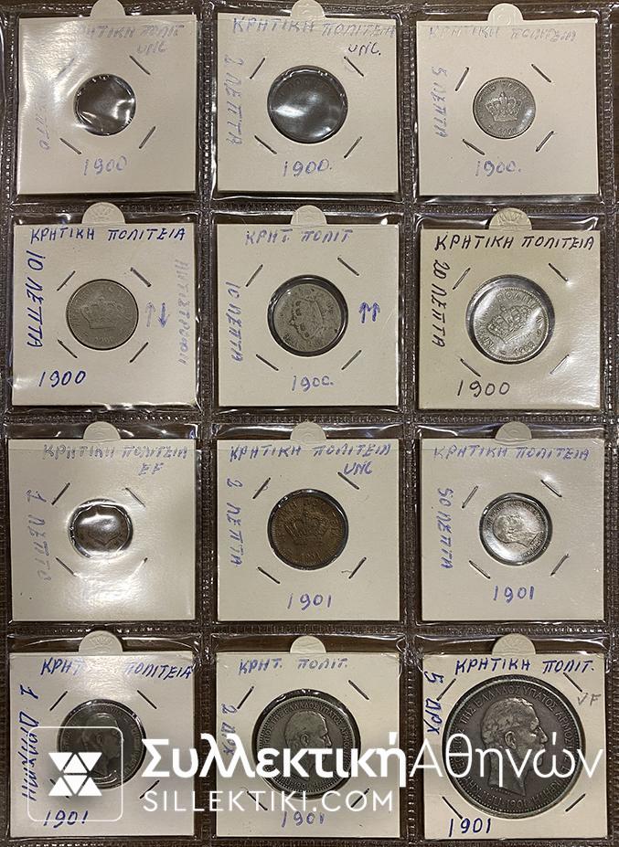 Complete set 1900-1901 of Crete Vf to UNC